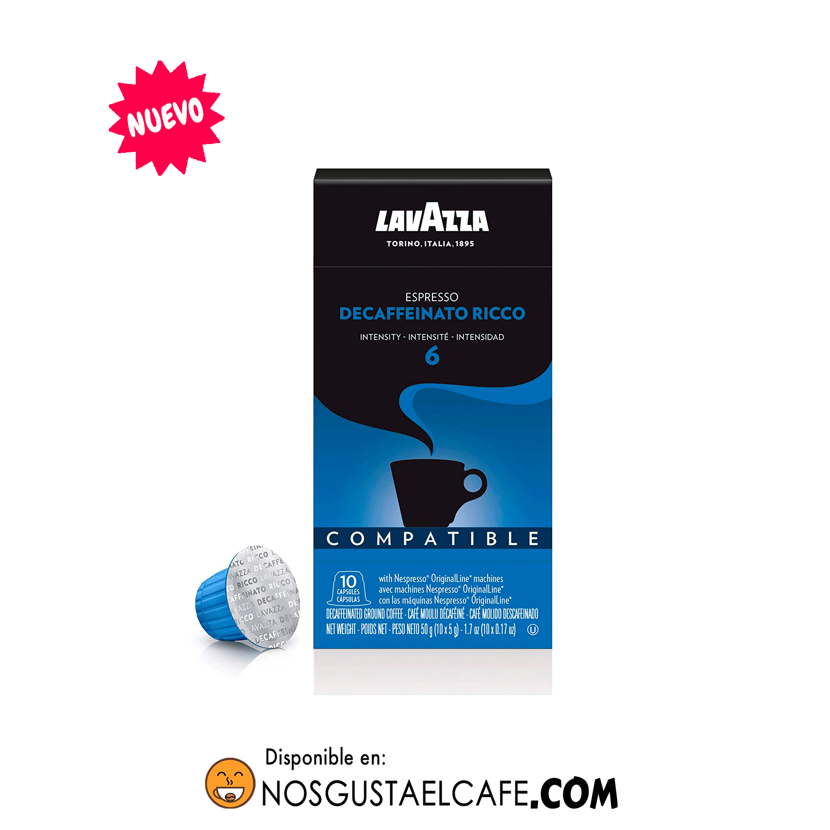 10 cápsulas Lavazza Decaffeinato Ricco Espresso Dark Roast compatibles con  Nespresso® original - Nos gusta el café Chile ☕