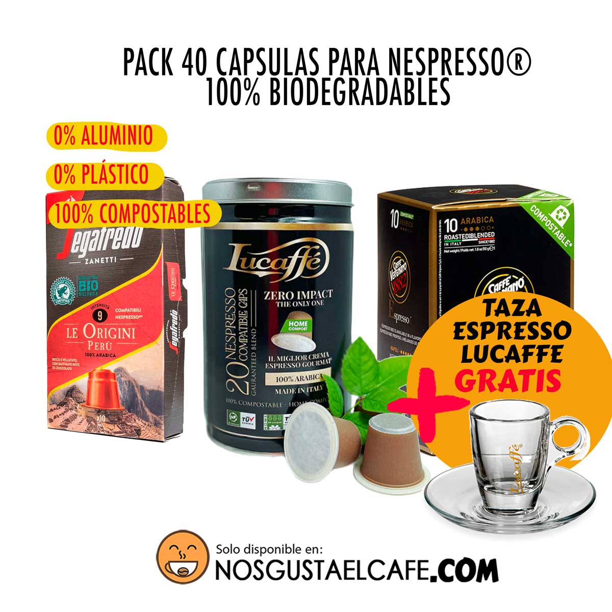 Pack 40 cápsulas biodegradables para Nespresso® Segafredo + Vergnano +  Lucaffè - Nos gusta el café Chile ☕