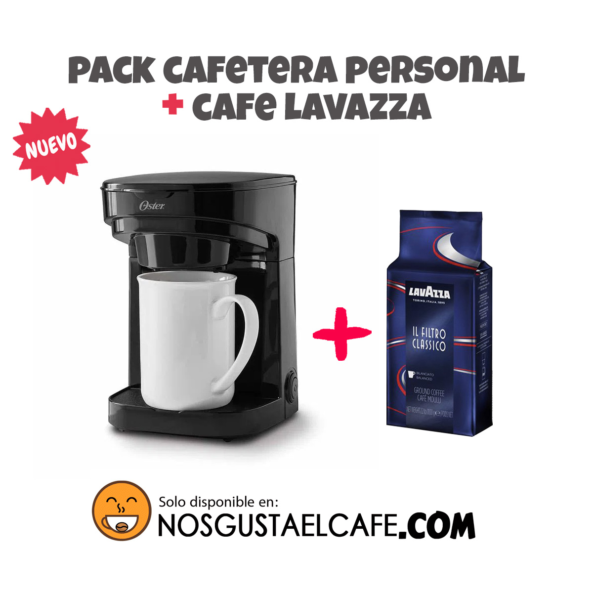 Pack Cafetera Personal Oster + Tazón + Café Italiano Lavazza - Nos