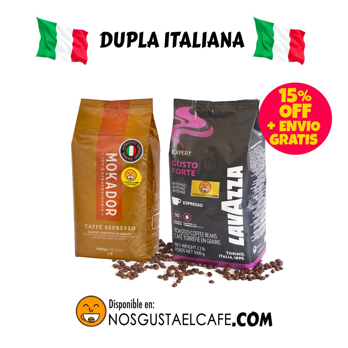 Café molido tostado importado de Italia