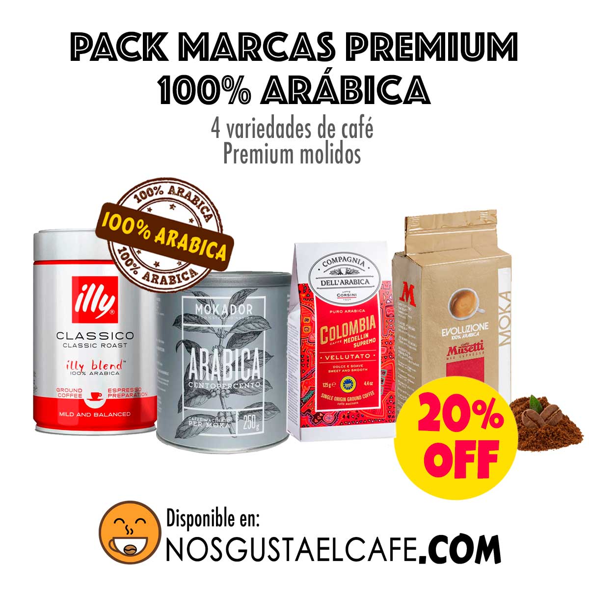 Pack 4 marcas Premium, 100% arábica, molidos - Nos gusta el café Chile ☕