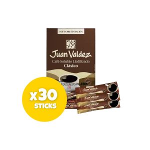 Café Juan Valdez Clásico instantáneo liofilizado, caja de x30 sticks