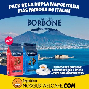 Pack 2 Kilos de café italiano Borbone dos variedades + taza