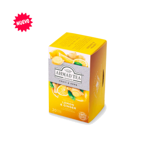 Infusión Ahmad  Limón Jengibre/ Lemon & Ginger, caja de 20 bolsas