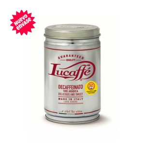 Café italiano Lucaffe descafeinado lata de 250 gramos