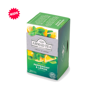 Infusión Ahmad Menta y Limón/ Peppermint & Lemon, caja de 20 bolsas
