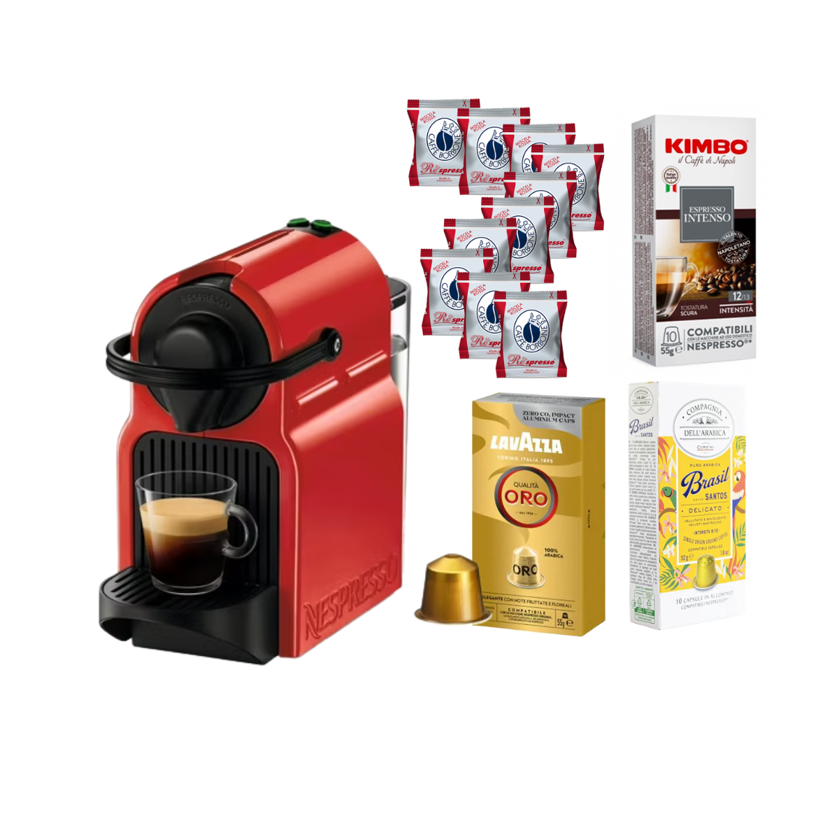 Pack Cafetera Nespresso® Inissia C40 + Mix 40 cápsulas marcas premium