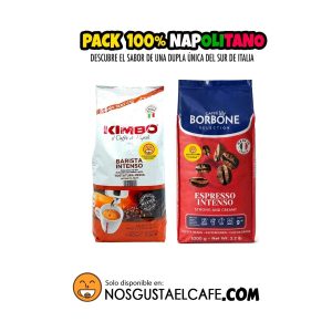 Pack 2 Kg de sabor 100% napolitano: Kimbo + Borbone, en grano