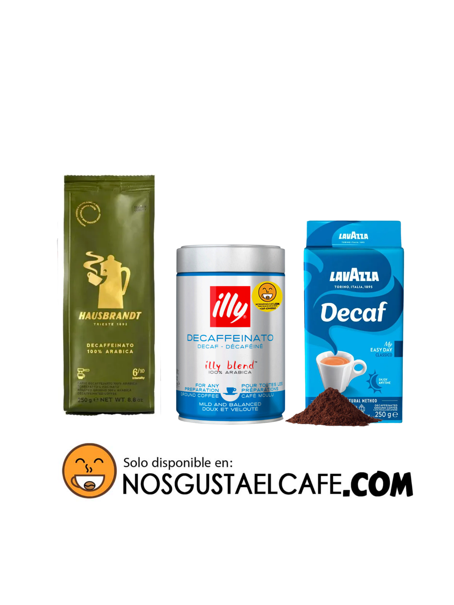 Pack 3 cafés descafeinados molidos 250gr.