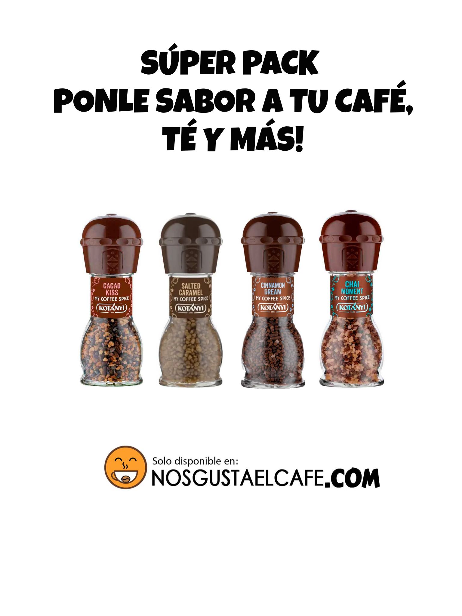 Pack x 4 aderezos saborizantes Kotanyi, molinillo incorporado