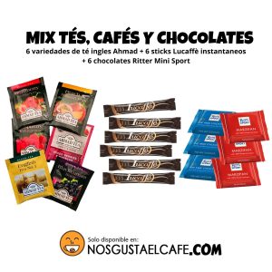 Mix de té inglés, café italiano soluble y chocolate caliente italiano