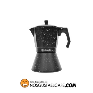 Cafetera Italiana negra Simplit, terminación granito, 12 tazas