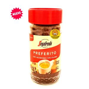 Café instantáneo Segafredo Preferito, frasco vidrio 100 gramos
