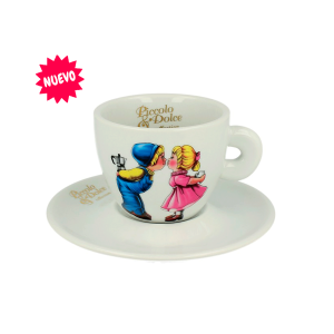Taza Lucaffè Edición Piccolo e Dolce porcelana italiana blanca, tamaño cappuccino
