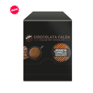 Chocolate caliente Vergnano sabor naranja canela  caja de 15 sobres de 30 gramos c/u