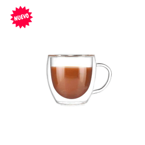 Tazón Mug de doble pared, vidrio borosilicato, capacidad de 300 ml