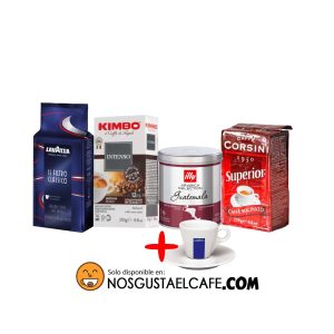 Set de café italiano premium molido + Taza espresso