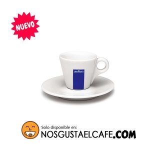 Taza Lavazza importada de Italia, tamaño espresso, porcelana blanca