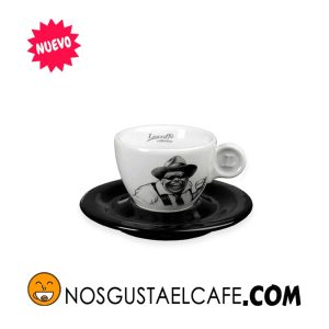 Taza espresso Lucaffé, Mr Exclusive Collection, porcelana blanca y negro 60 ml