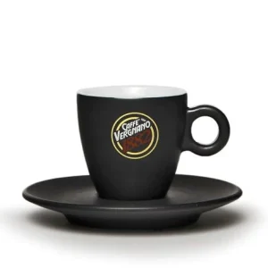 Taza de café tamaño espresso Vergnano, porcelana negra terminación mate, 60 ml